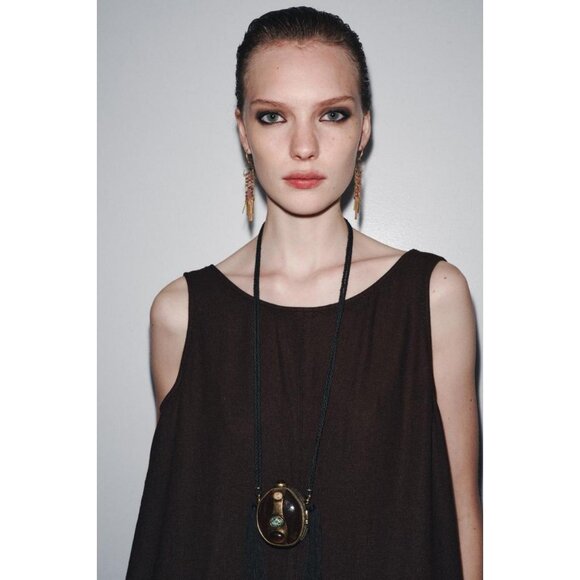 ZARA CORD AND STONE BOX NECKLACE - Picture 2 of 5